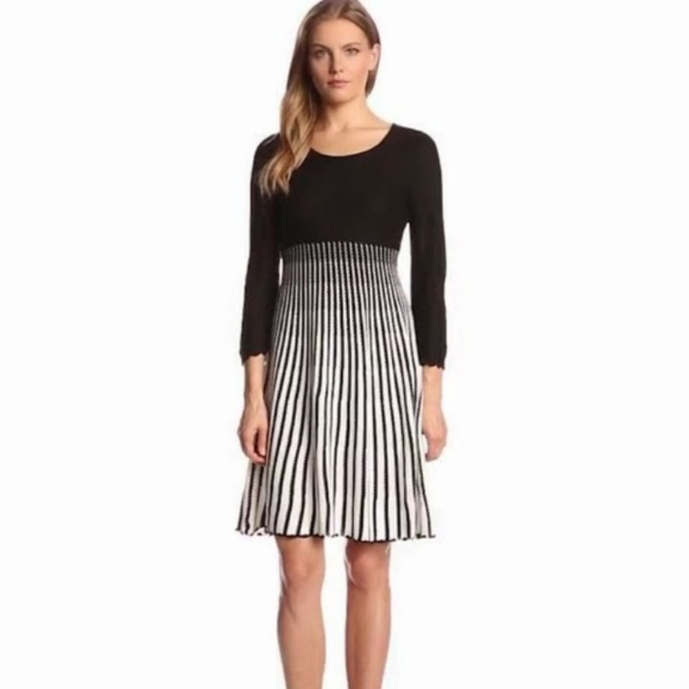 Calvin Klein Black and White Sweater Knit Dress